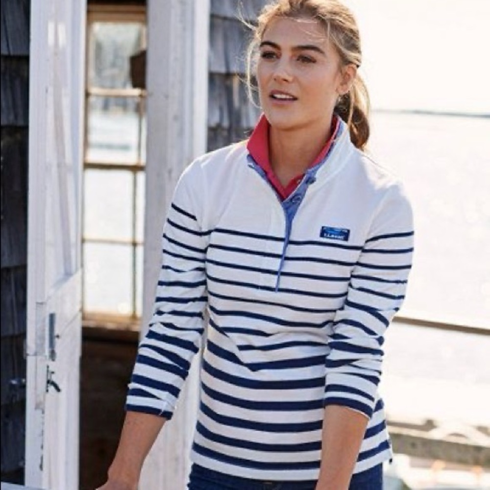 LL Bean stripped pullover polo size small